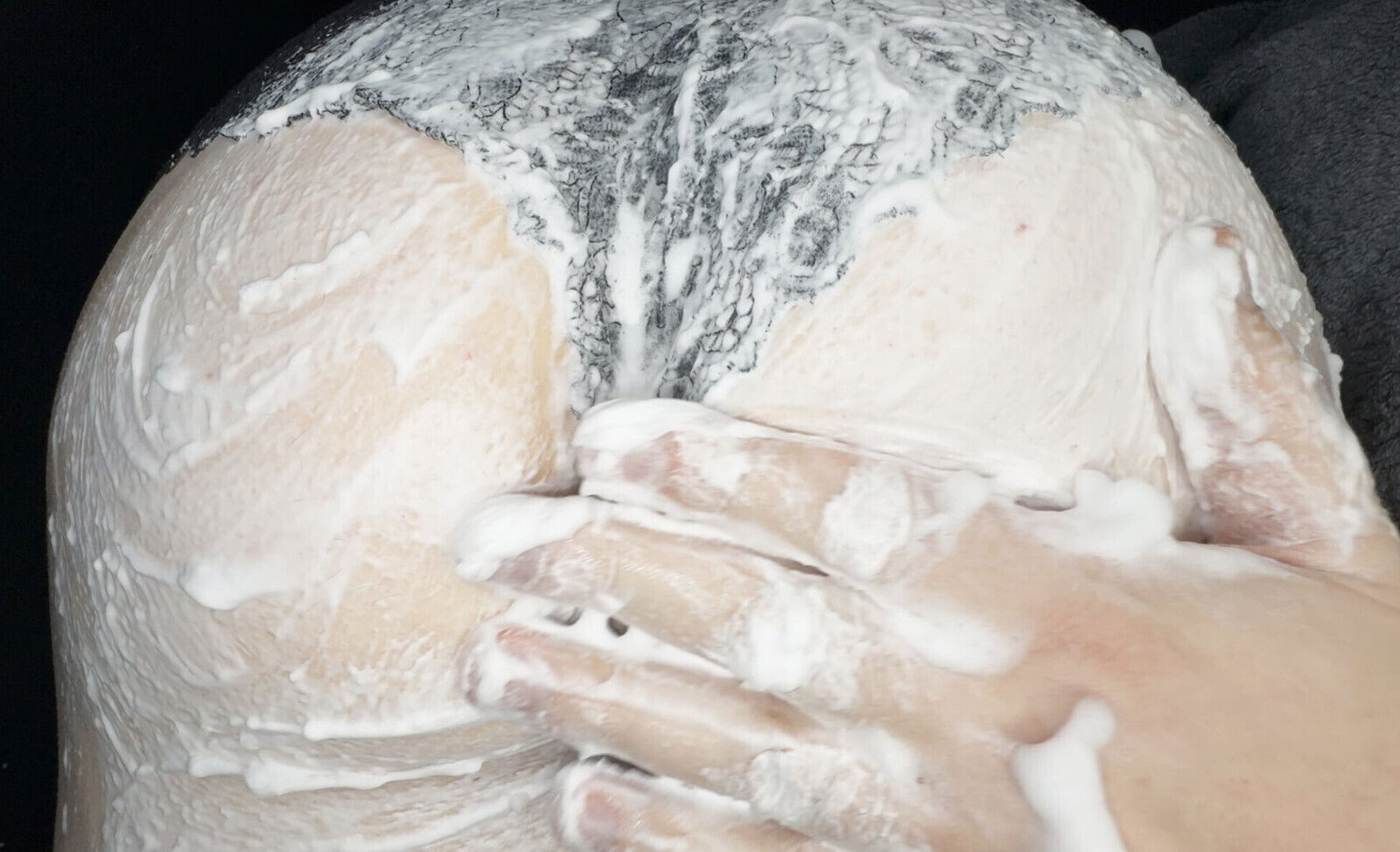 ASMR foam butt massage with pantie