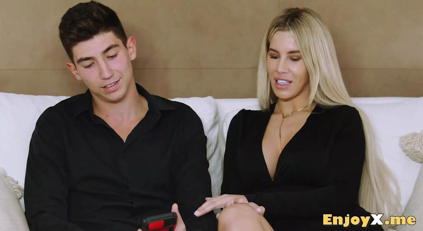 Mrs. Naughty flaunts her skills.A wild housewife deep-throats her visitor in the kitchen - enjoy super hot gonzo porn!