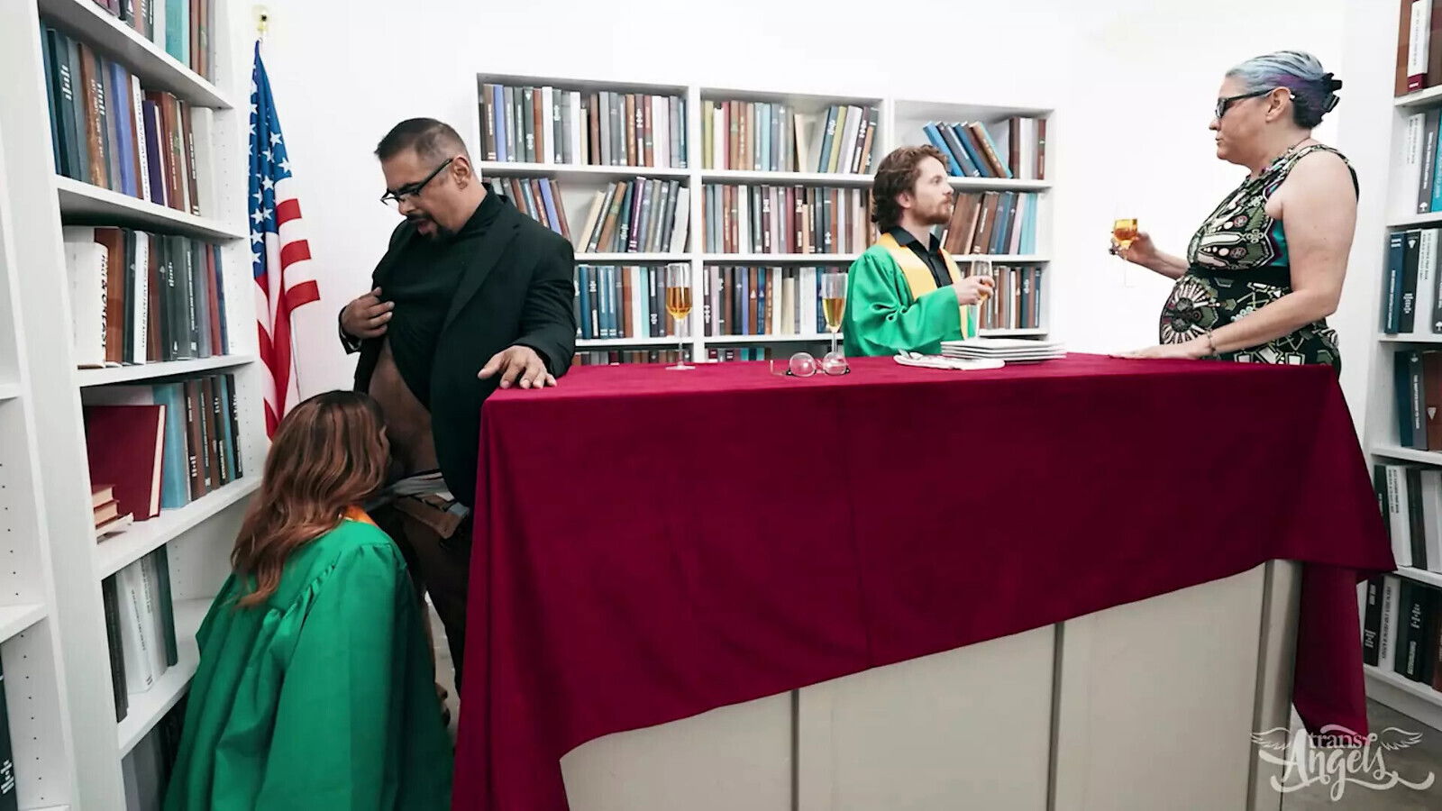 TRANS ANGELS Stunning Brunette Kalli Grace Straddles Draven Navarro's Rides Cowgirl