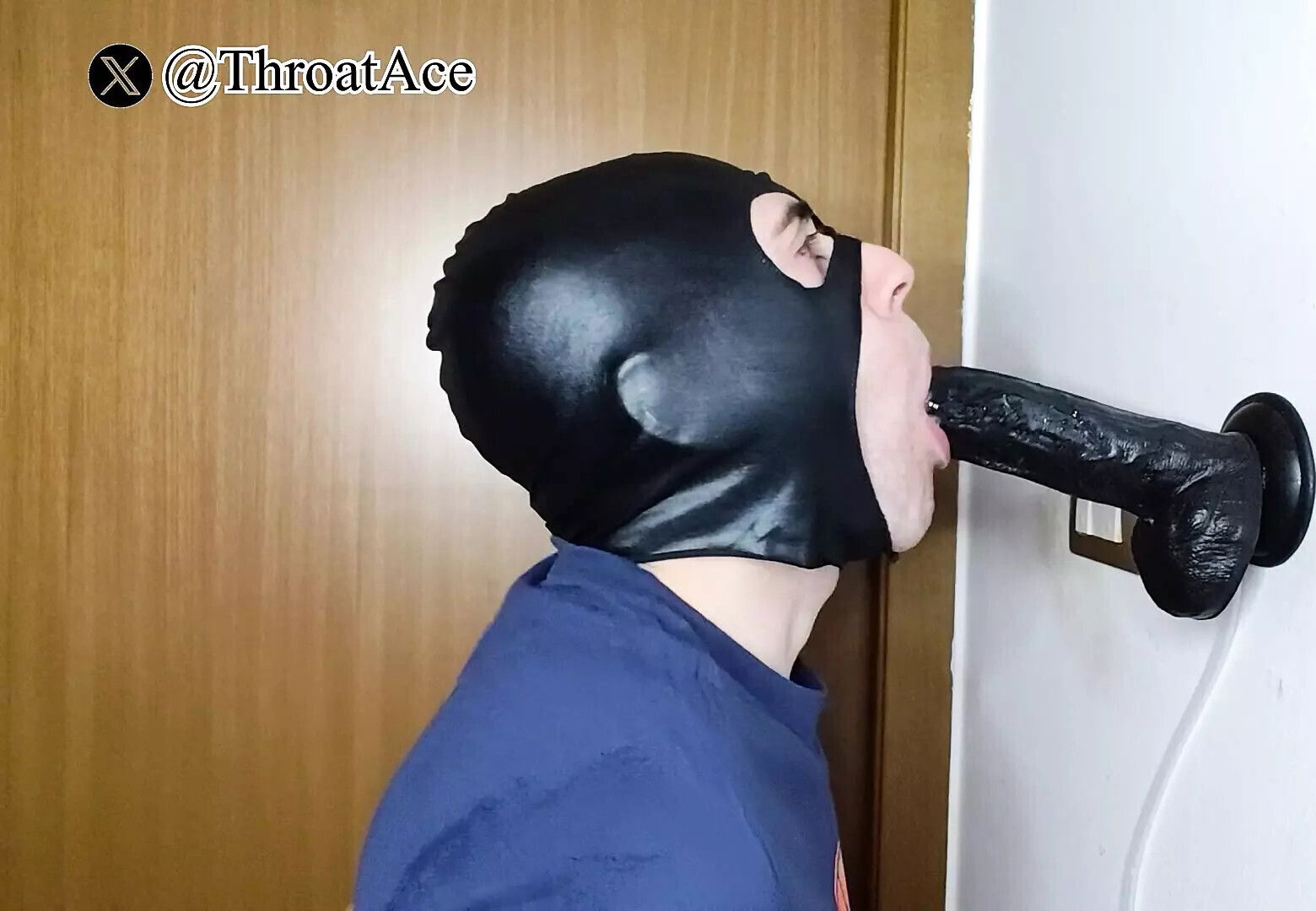 Taking 27cm Black Dildo Straight Down Throat