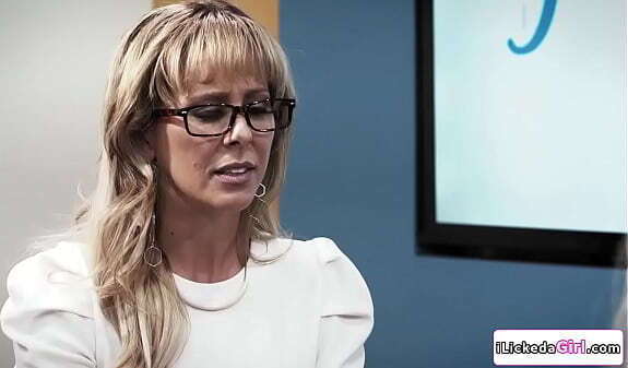 Lesbian scientist pussy licking busty artificial models