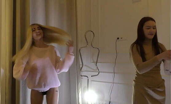 sexy skinny girl meets lesbian girlfriend fake porn shooting panties