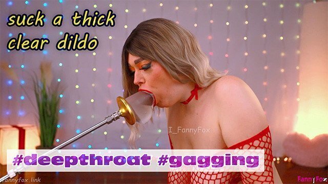 Thick clear dildo sloppy deepthroat ASMR slurping