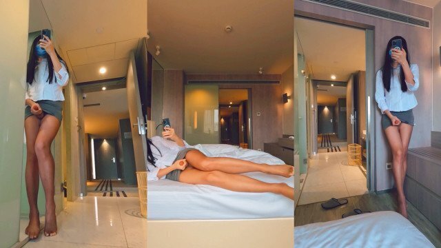 Chinese ladyboy opened door masturbated during peak check-out period hotel