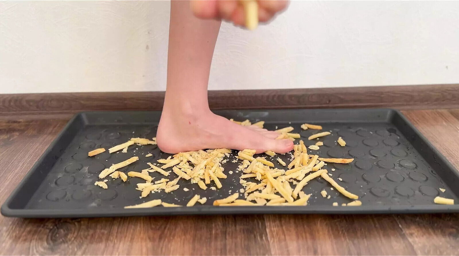 feet trampling food