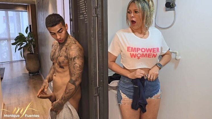 Latina MILF Monique Fuentes Takes Stepson's Creampie Tight Pussy