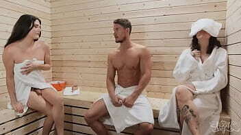 TRANS ANGELS Skyy Can'_t Help Checking Bailey Archer'_s Curves Sauna While Next