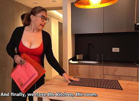 Busty real estate agent tries convince client giving good blowjob