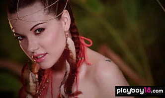 Inked teen Elizabeth Marxs showing massive tropical forest