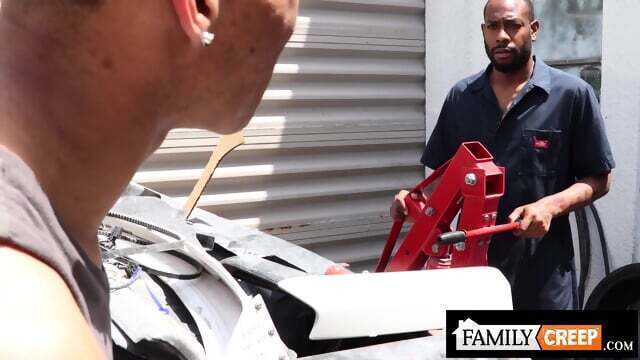 Family Creep Jock Stepson Fucks Ebony Stepdad Repair