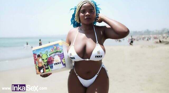 Colombian Ebony Latina With Huge Gets Caught Beach Young White With Pink Penis