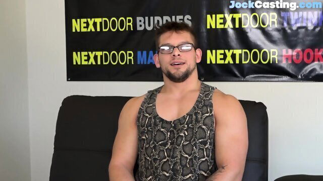 Ripped casting wolf intensively tugs