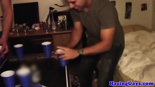 Straight college student spitroast initiation