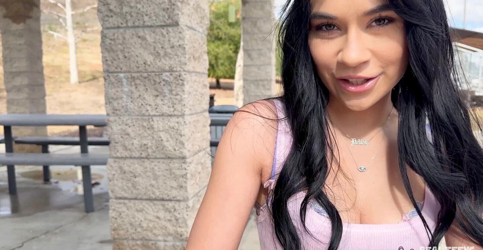 mouth pretty brunette Delilah Dagger after sucking