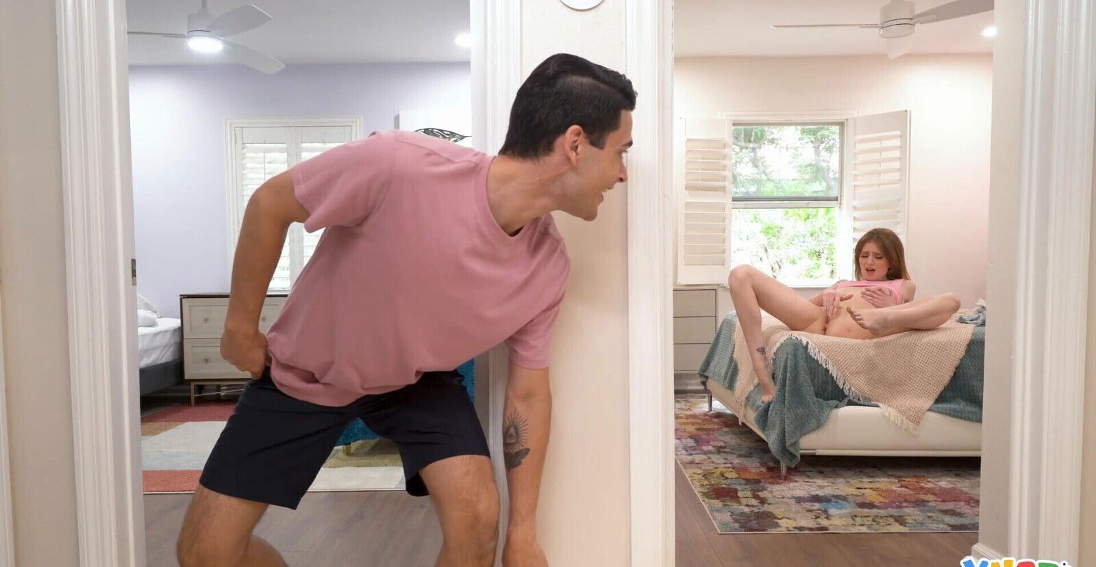 Amazing roommate Lucy Foxx masturbates needs hard dick