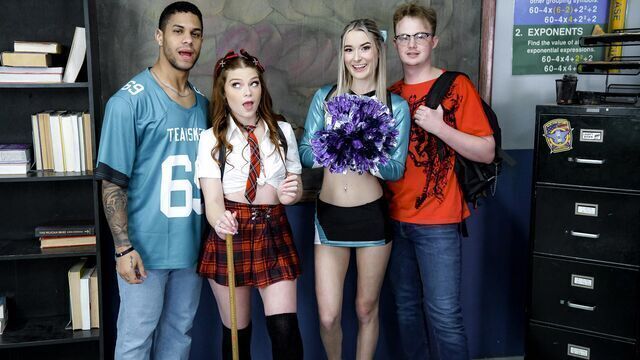  Lusty babes Katerina DeVille and Thea Summers love interracial sex 