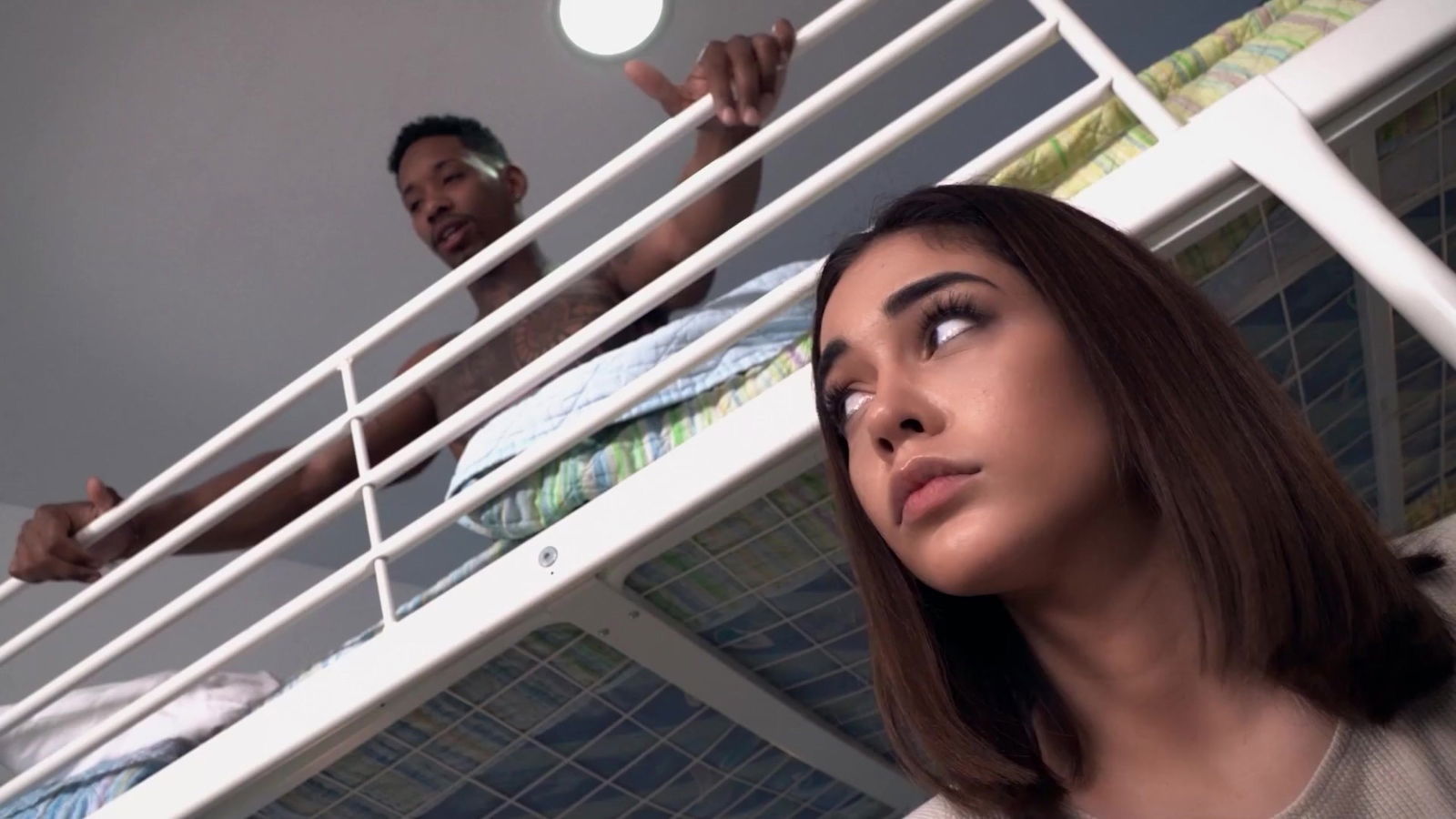 Cute teen Latina Ariana tries hostel