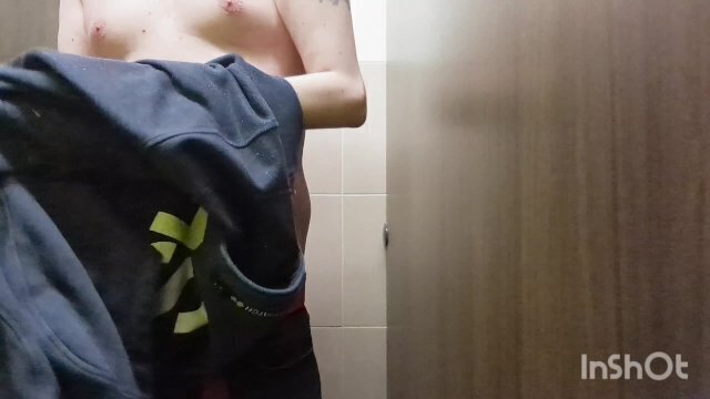 Risky public bathroom masturbation, other people have been caught here