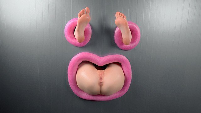 Gloryhole fuck through wall until foot shake pinkloving