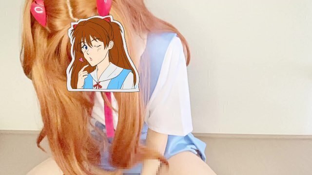 エヴァのアスカコスで騎乗位ディルドオナニー♡アヘ声あげながら、気持ち良すぎて2回もイッちゃう♡♡