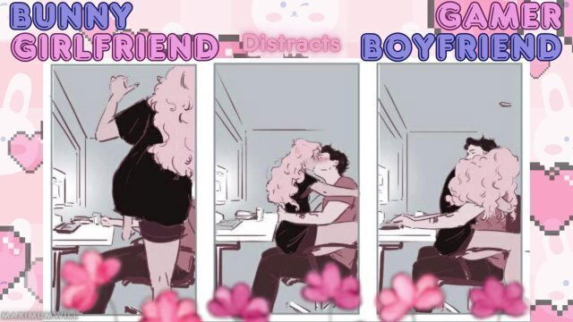 Bouncing Fuck Bunny Girl Annoying Call Duty playing Boyfriend Under Desk