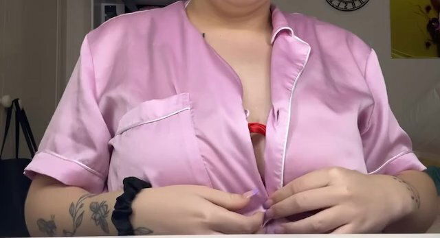 Slow strip with fake boobs