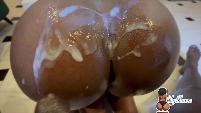 Homemade massage ends job, tease huge cumshot ebony