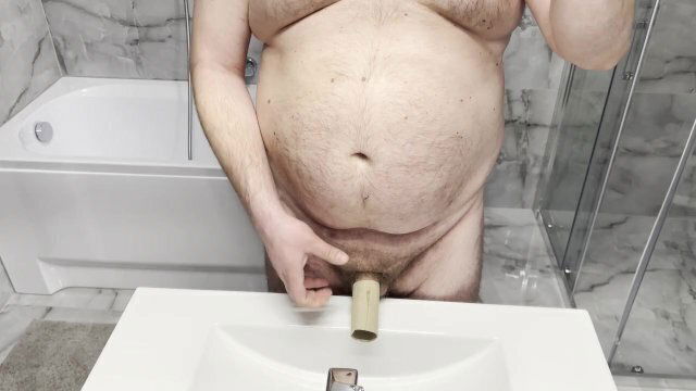 Jiggling Belly Showing Small Dick Hairy Hole Mirror!