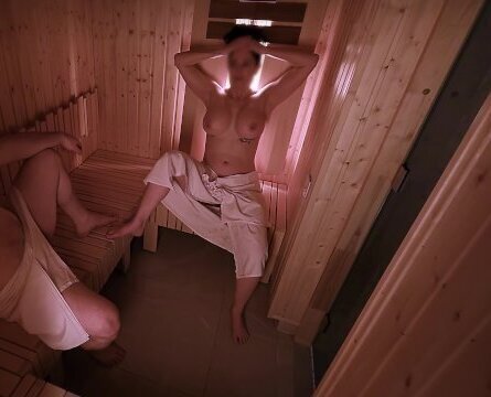 Really risky fast fucking public sauna, mouth Deville