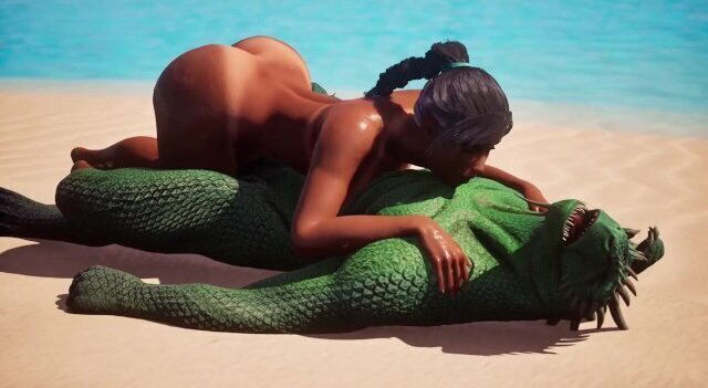 Stranded girl fucks lizard