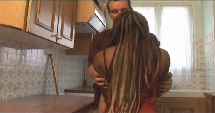 Slutty ebony French doll fucked white