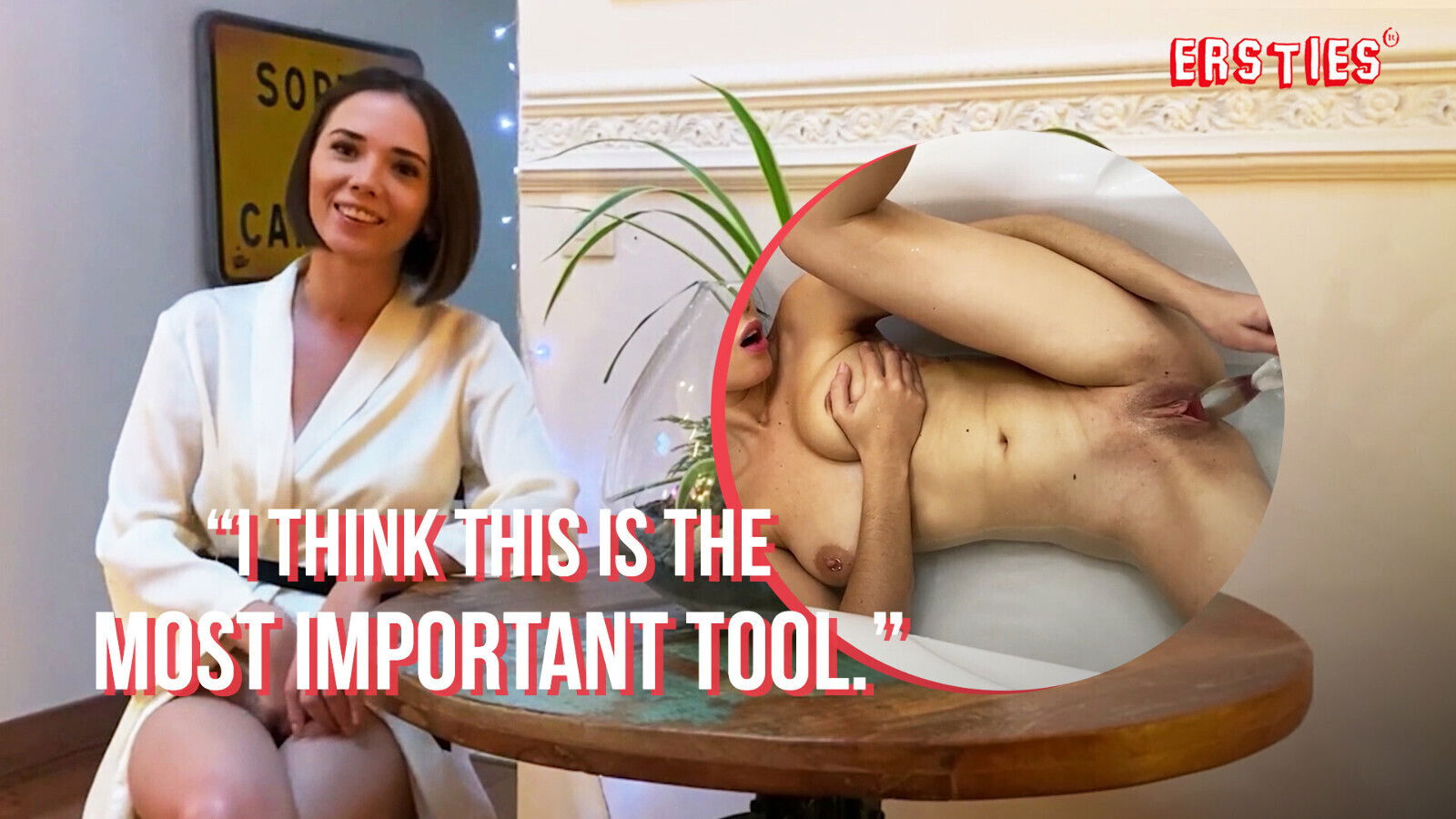 Ersties Beautiful Fingers Herself Bathtub Before Grabbing Glass Dildo