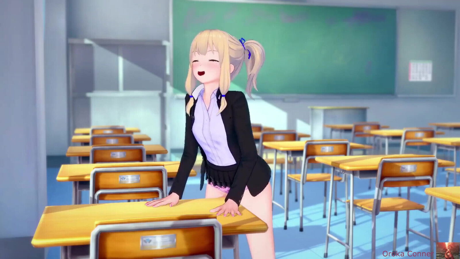Blonde-haired Girl Caught Grinding Table, Gets Disciplined Koikatsu