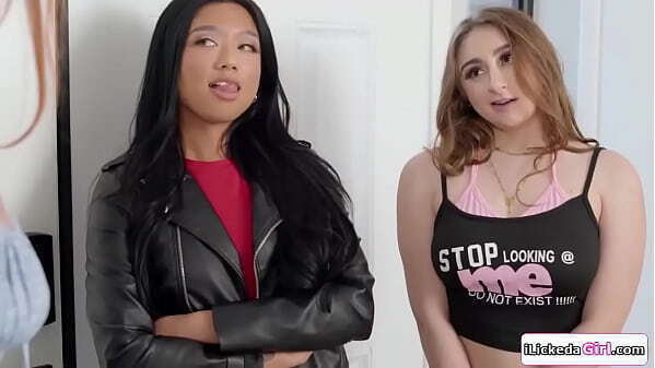 Lesbian teen sharing stepmom with best friends