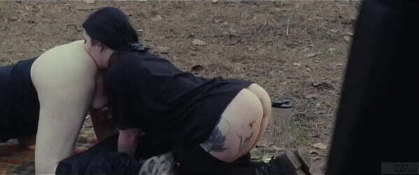 Submissive cutie eats piss roadside picnic, then gets rough face fucking