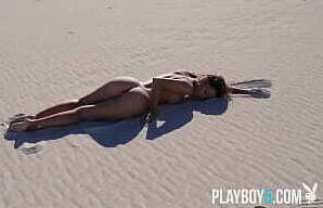 Belgium perfect round Playboy model Miluniel Louis strips outdoor