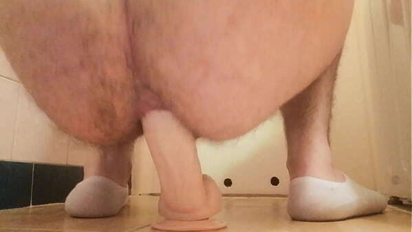 Fucking hairy with dildo