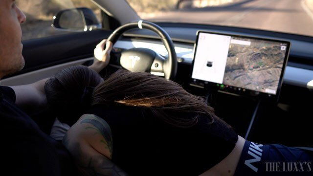 gets turned during romantic sunset drive, can't resist MASSIVE cumshot!