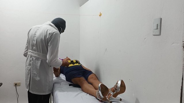 kinky doctor masturbates office