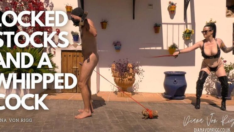 Mistress Diana Rigg Whips Slave's Balls Outdoor BDSM Punishment