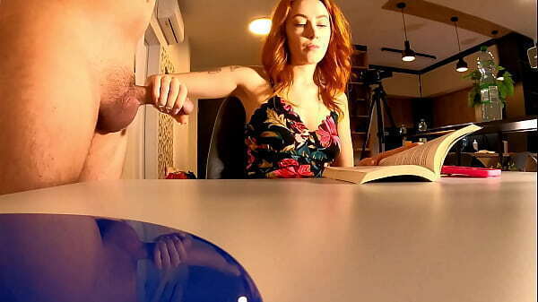 teasing mutual masturbation with horny redhead secretary loves cream stroke slowly with balls massage