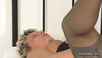 Blonde granny lingerie pounded toyboy