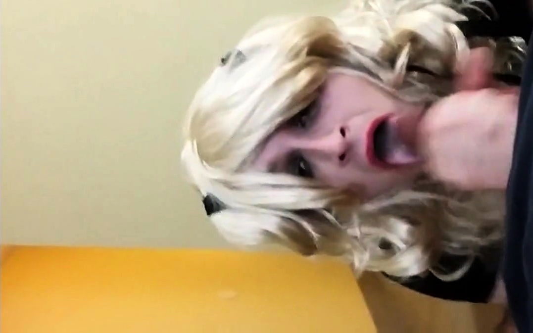 Crossdresser Takes Sloppy Blowjob