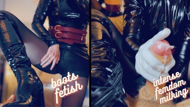 Intense Femdom Handjob Black Boots Fetish