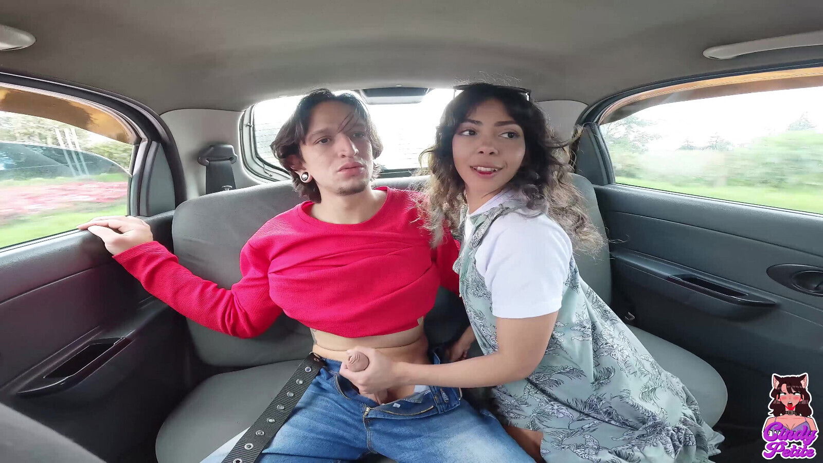 first time fucking car, almost caught police