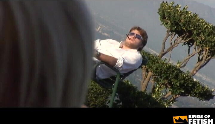 Tattooed Blonde Masturbates with Rides Outside Pool