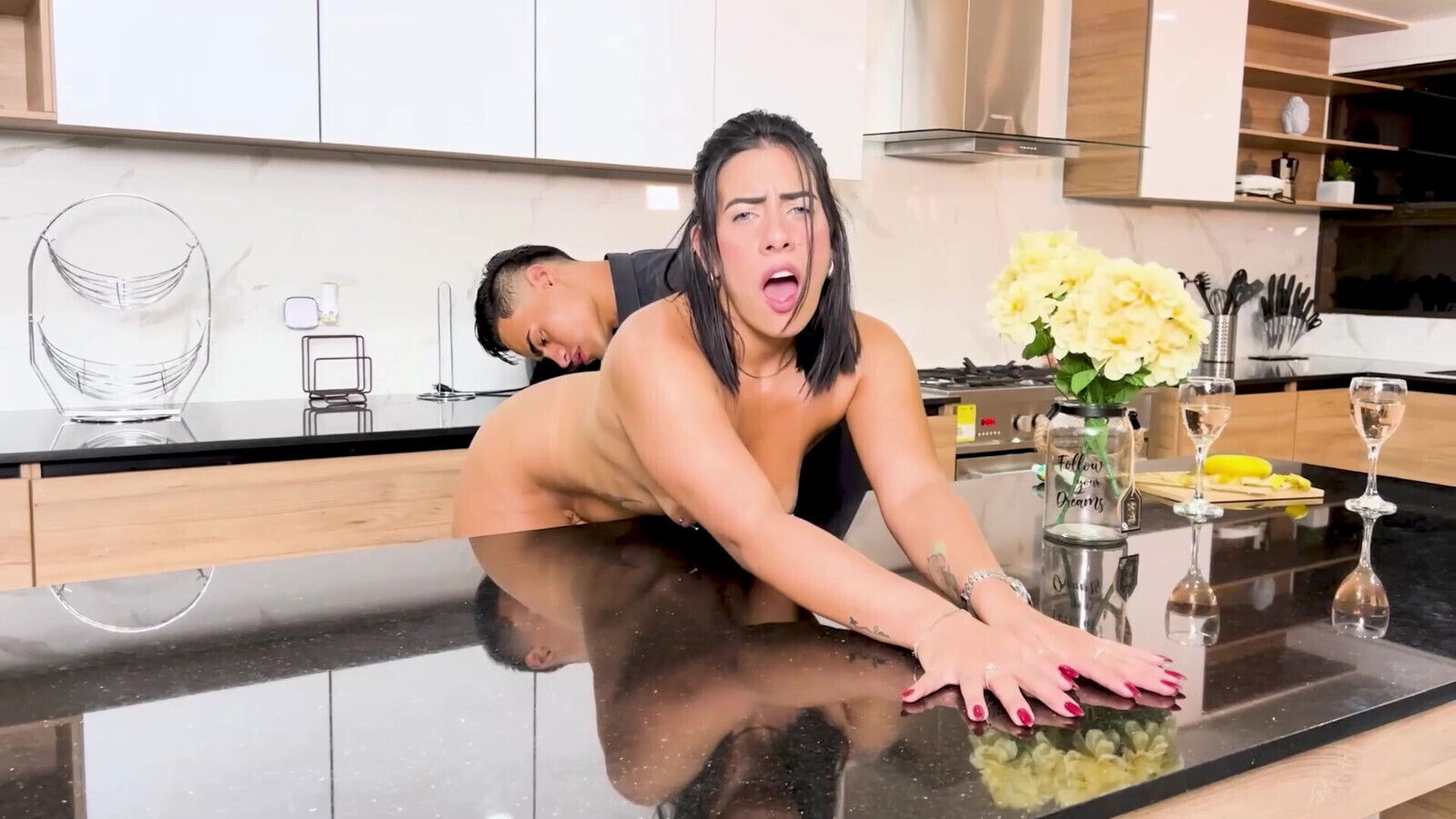 Big-ass Latina MILF invited hottie danyel mast over dinner ended being dessert Kylei Eiliish