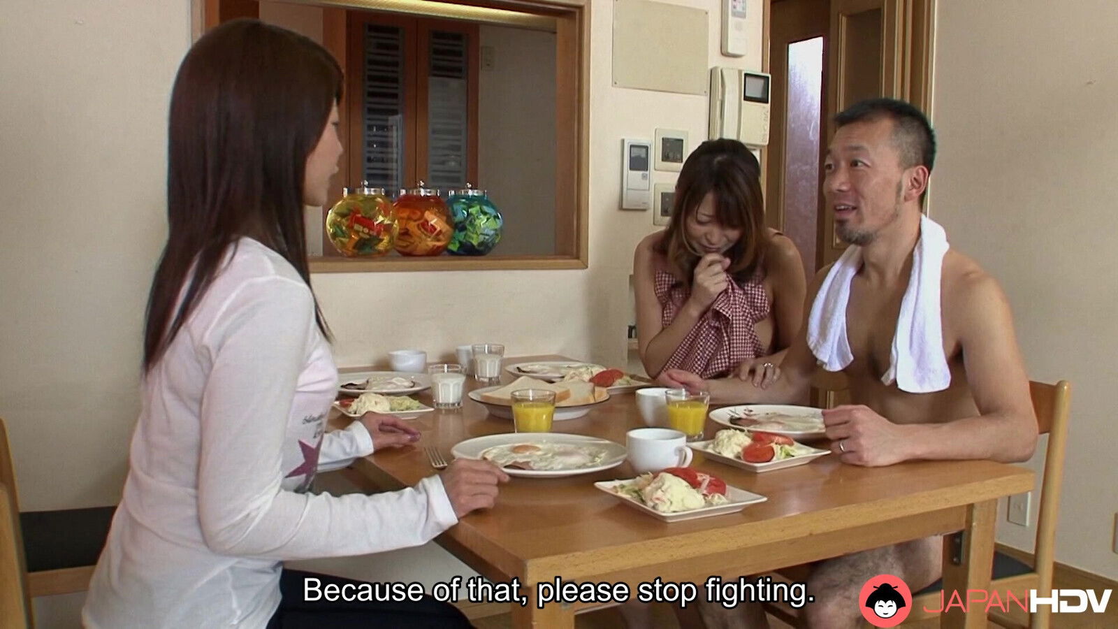 Japanese brunette,Jun Kusanagi Yuri Aine naked living room uncensored.