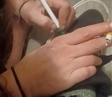 Friend trashing sneakers