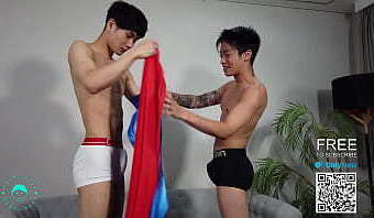 Sexy Japanese Twinks Changing into Superhero Costumes